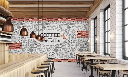 Carta parati caffetteria - parati, 3d
