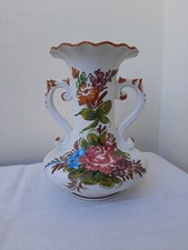 Vaso in ceramica con manici Bassano, decoro floreale