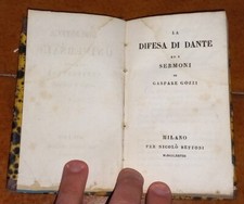 GASPARE GOZZI LA DIFESA DI DANTE ED I SERMONI NICOLÒ BETTONI 1828 DORSO IN PELLE