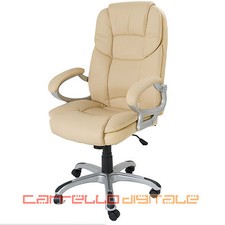 POLTRONA IN ECO PELLE BEIGE DA UFFICIO PRESIDENZIALE DIREZIONALE SEDIA GIREVOLE
