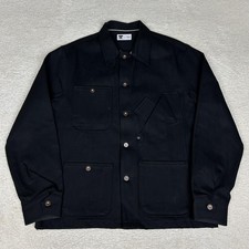 Giacca Tellason uomo grande nero indaco giapponese denim cappotto tuta made USA