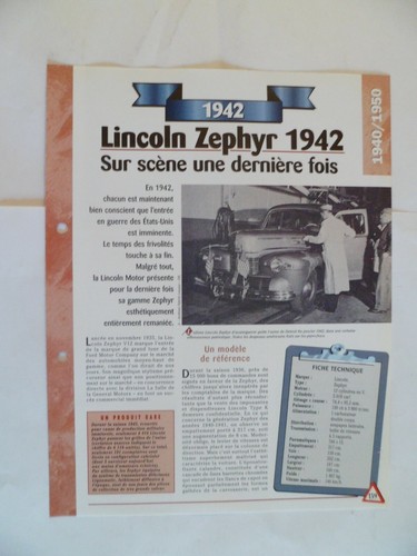 Carte fiche auto lincoln - carte,