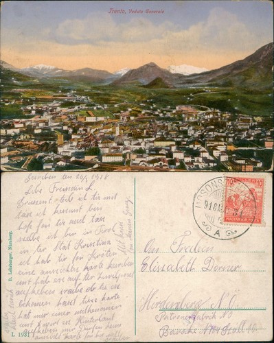 Cartolina trento veduta - cartolina,