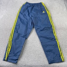 Pantalone Adidas vintage uomo blu medio righe gialle strappo snap track anni 90