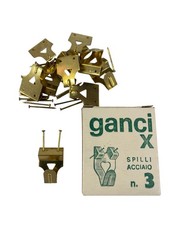 10 GANCI DA PARETE METALLO DORATO CON CHIODI ACCIAIO PER CORNICI QUADRI