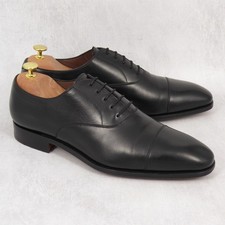 UK 10 - Carmina Albaladejo 80386 Black Calf Cap Toe Oxford Shoes Scarpe