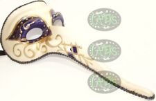 MASCHERA VENEZIANA BECCO Medico della peste naso lungo bianco avorio viola
