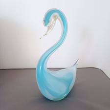 CIGNO AZZURRO VETRO MURANO FIRMATO CENEDESE