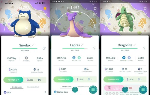 Shiny dragonite lapras snorlax - shiny,