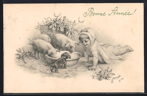 Cartolina felice anno - cartolina,
