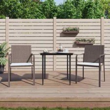 vidaXL Set Pranzo da Giardino 3pz con Cuscini in Polyrattan e Acciaio