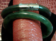 Coppia Bracciali rigidi di giada verde Vintage