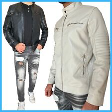 Giubbotto di pelle uomo giubbino leggero giacca moto in ecopelle primaverile M L