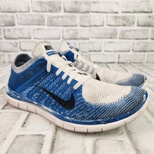 Nike Free 4.0 Flyknit Sneakers Uomo Tg 12 Blu Bianco Corsa Atletica Palestra Allenamento
