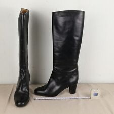 Stivali donna, vintage, in pelle nera e cuoio, n. 40. Made in Italy