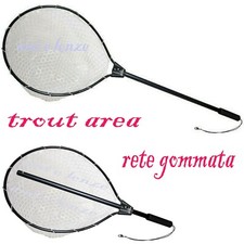 guadino rete silicone gommata pesca trota lago trout area barca manico chiudibil