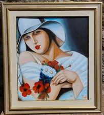 Quadro olio su tela, Omaggio a Tamara Lempicka - Omero Benedetti