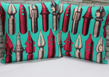 Coppia di fodere per cuscini con tessuto vintage Pennini verde Fornasetti