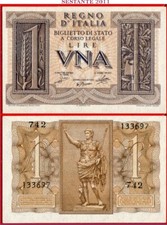 ITALIA 1 LIRA FASCISTA 4 11 1939 P 26 UNC spedizione gratuita da 100$