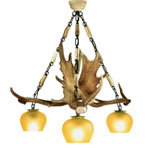 Lampadario con vere corna - , di