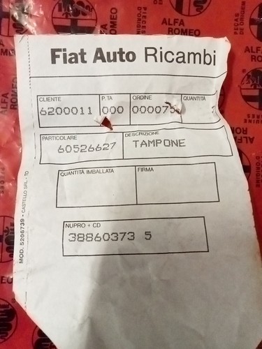 Tampone cofano parafango - cofano,