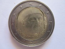 italia moneta euro 2,00 boccaccio  nuovo con esubero vernice su mento  e naso