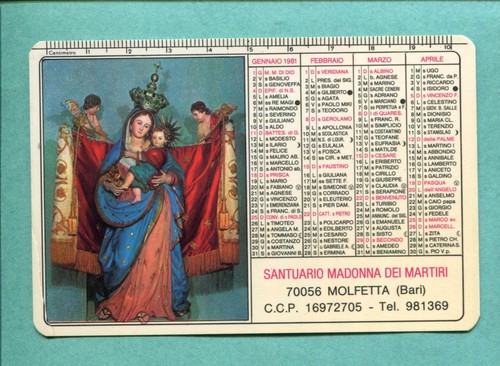Calendario tascabile - calendario,
