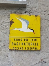 Cartello Insegna Parco Del Taro Oasi naturale Ozzano Felegara Anni 70