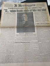 GIORNALE ORIGINALE - IL MESSAGGERO 1929 - MUSSOLINI ORGOGLIO DELL'ITALIA 