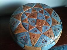 Pouf marocchino, vera pelle 100% cucito a mano, poggiapiedi,ottomano,Rotondo,