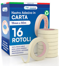 Nastro Di Carta - 16 Rotoli Di Nastro Da Imbianchini 19Mm X 50M - Carta Gommata 