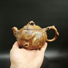 Teiera Yixing vintage unica Zisha studiosa legno naturale burl artigianale rara