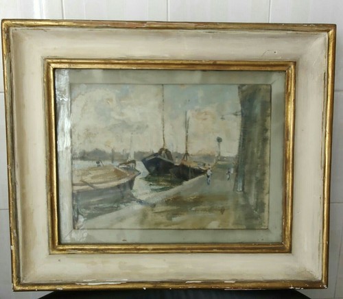 Olio tela marina con - olio, su
