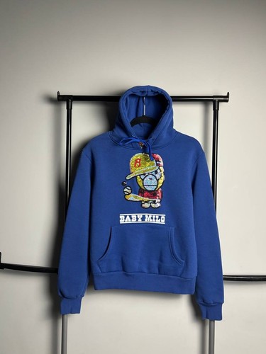 Felpa con cappuccio blu baby - con,