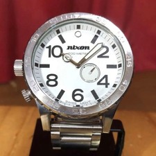 Orologio Nixon 51-30 marea vecchio logo argento bianco 300 m corona avvitata quarzo