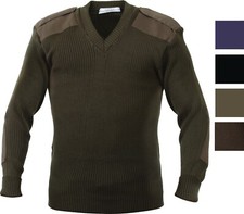 Maglione uniforme acrilico scollo V comando militare esercito spalline spesso caldo inverno
