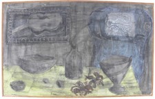 Piero BOLLA (Saluzzo 1933-Torino 2019) Natura morta Olio su tela 55x90 anno 1955