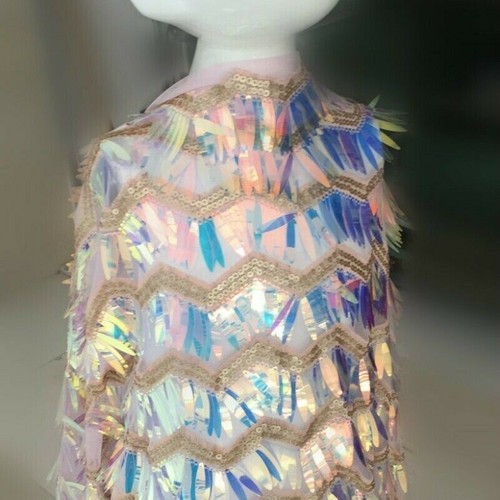 Tessuto paillettes frangia