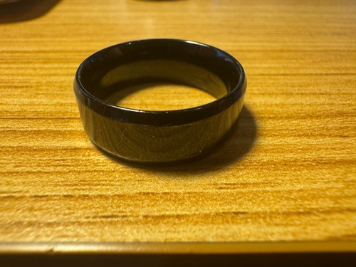 Black steel metal band ring - black,