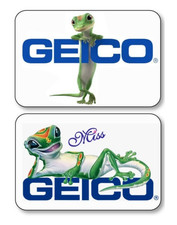 GEICO GECKO MISS AND MARTIN SET DI 2 BADGE NOME HALLOWEEN COSPLAY MAGNETE RETRO