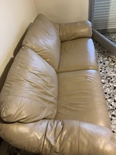 Divano pelle posti beige - divano,