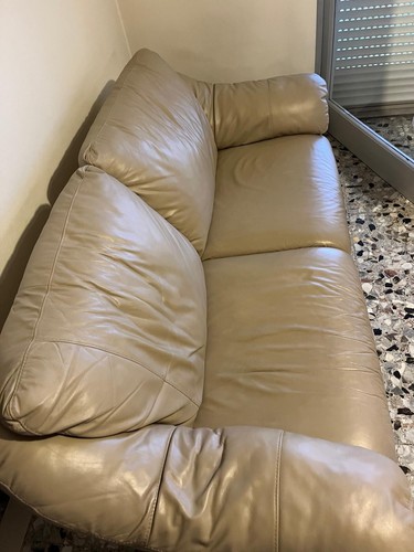 Divano pelle posti - divano, beige