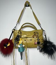 Borsa a tracolla Besso giallo senape in pelle invecchiata moto città taglia M