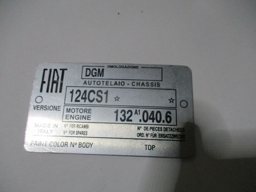 Targa plate telaio fiat 124 - targa,