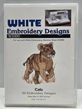 Biglietto Disegni Ricamo Gatti per Deco Brother Baby Lock Bianco Semplicità