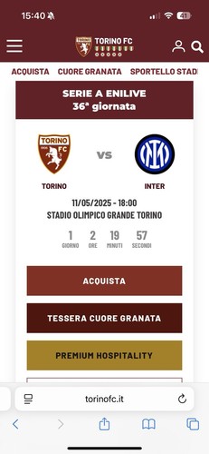 Torino inter biglietto - torino, tribuna
