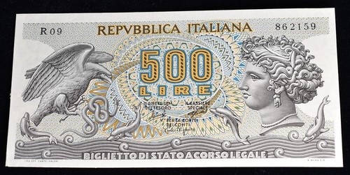 1966 italy 500 - 1966, banknote