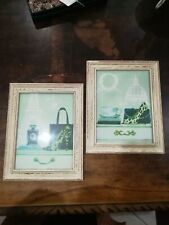 Coppia Quadretti Quadri Cornici Stampe Portafoto Legno Shabby Chic 