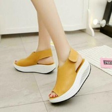 Sandali sportivi donna Shape Ups punta aperta zeppa plateau scarpe estive MOON