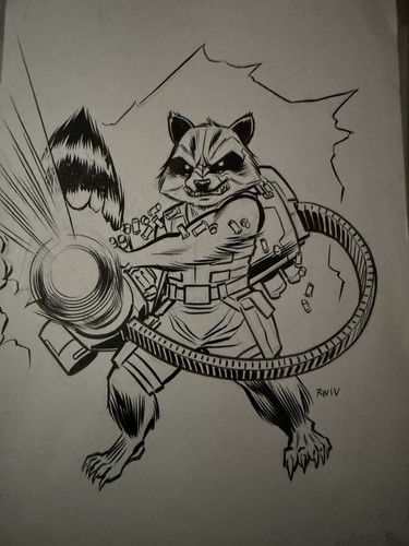 Rocket raccoon original sketch - original,